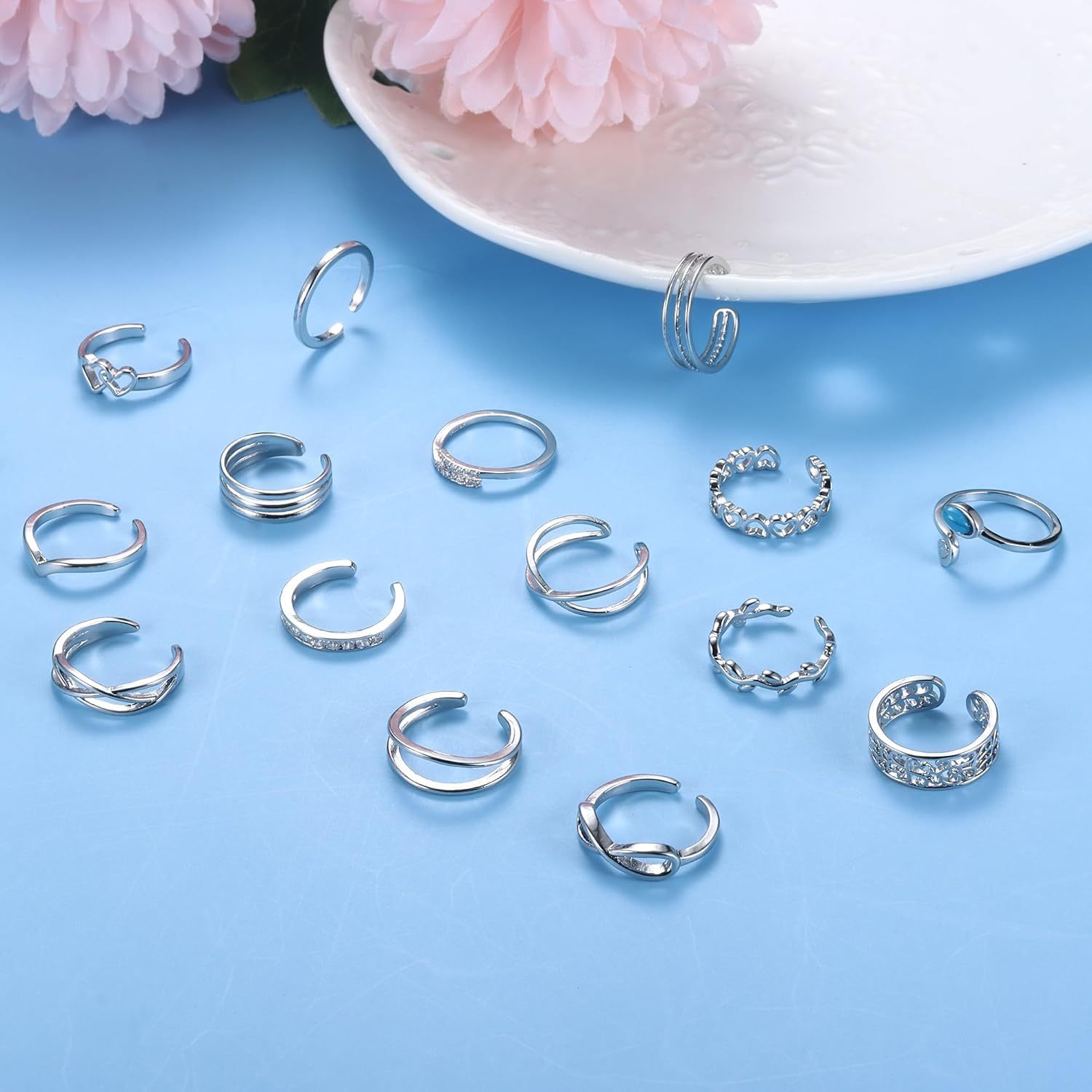 conjunto 16 anillos ajustables dedos pies mujeres hombres Temu Spain