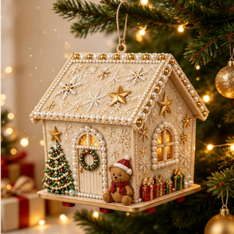 TEMU Kit per pittura diamante 3D per adulti in legno di Halloween con punte a perla - Ornamento per albero di Natale a quattro lati, per regali di ,