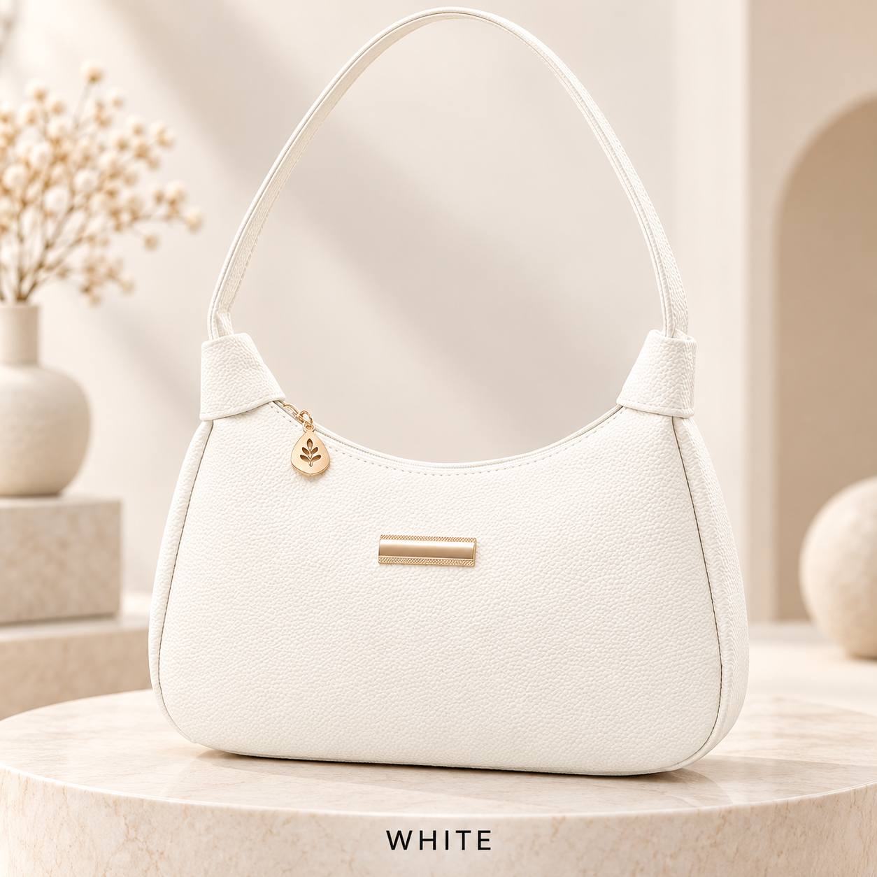 TEMU Women's Easy Lychee Texture Crescent Bag Small Versatile Zipper Shoulder Underarm Bag, Women's Shoulder Bag, Women's Tote Bag, Women's Crossbody