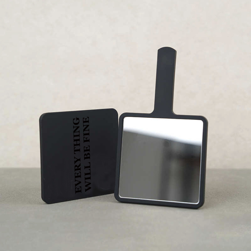 Portable Handheld Square Mini Mirror with Inspirational Quote