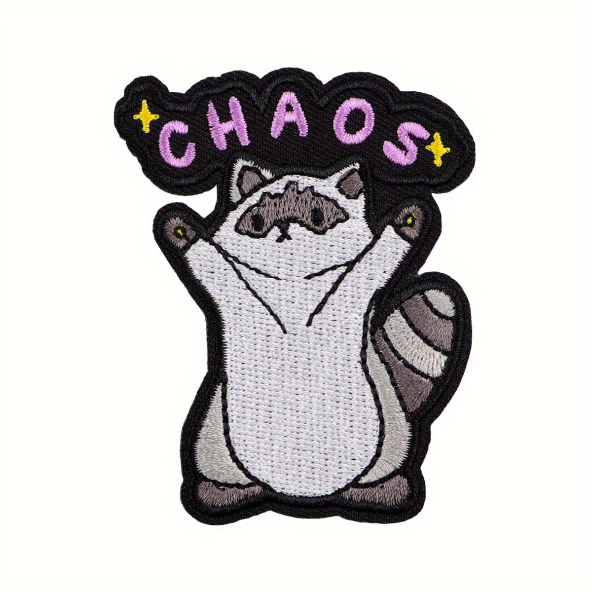 Image of 1pc Dmlsky Cute Raccoon Iron-on Patch- Cartoon Embroidered Applique For Clothing, Thermoadhesive Sewing Patch With "" Design, Raccoon Clothing Decor