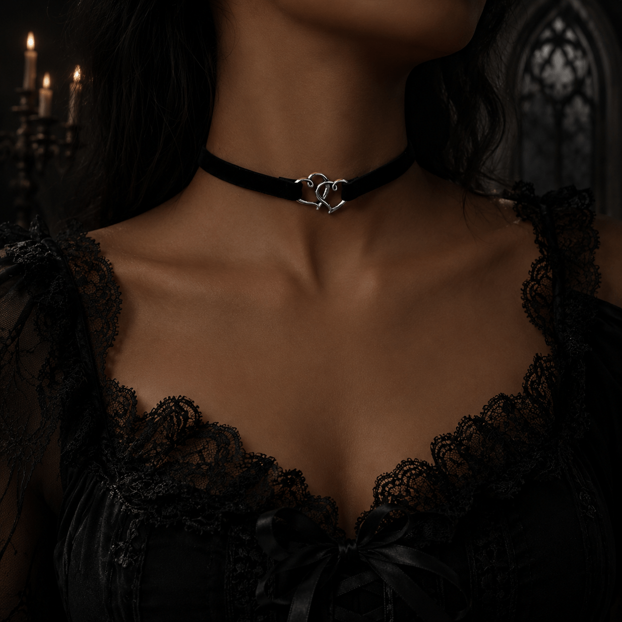 TEMU 1pc Women's Gothic Dark Style Black Necklace Choker, Y2k, For Daily Wear And Parties, Family Gift, Holiday Gift