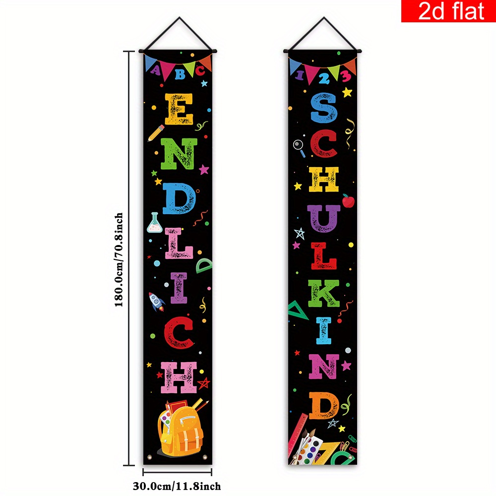 E-shop 2D Flach, 2D Flach - 2D Flach Banner, 1 Paar, Deutsch "Zurück zur Schule" Themenparty Dekoration Paare, Strapazierfähiges Polyester, Schließlich