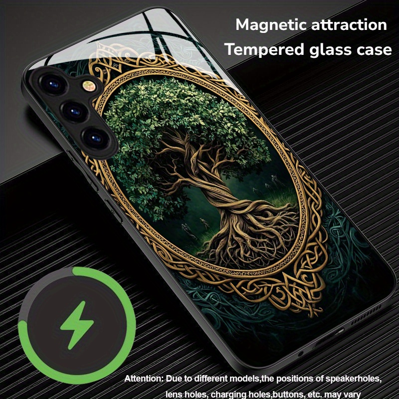 TEMU Magnetic New High-end Pattern Tempered Glass Phone Case, Suitable For Galaxy Note20/s20/s21/s22/s23/s24/s25/ Fe
