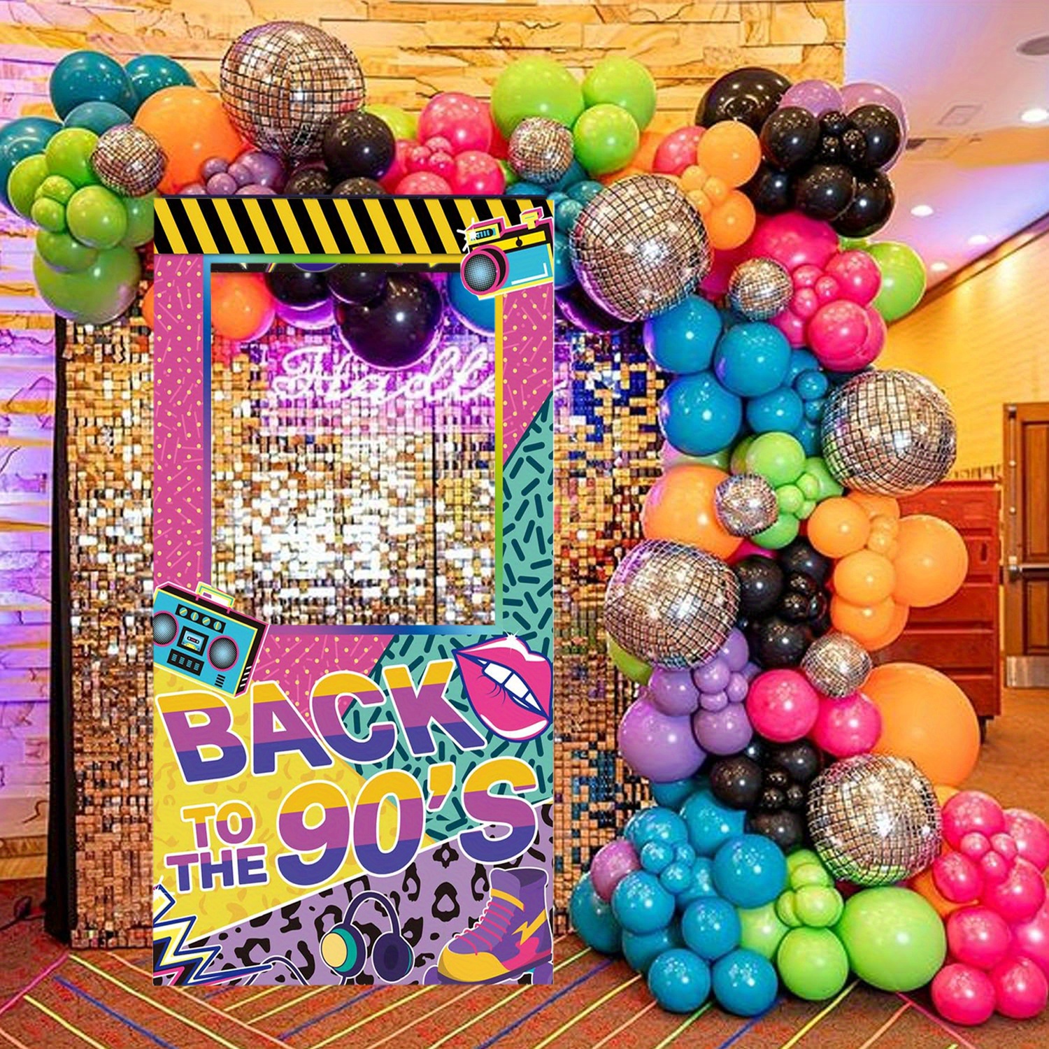 90s party decorations photo booth props 70s   theme party frame banner photo props 80s 90s birthday party picture backdrop retro hip hop party supplies