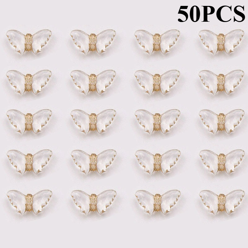 Image of 20/50pcs Transparent Vintage Golden Acrylic Beads With Holes For Jewelry Making, Suitable For Bracelets, Pendants, Earrings, And Other Jewelry Supplies