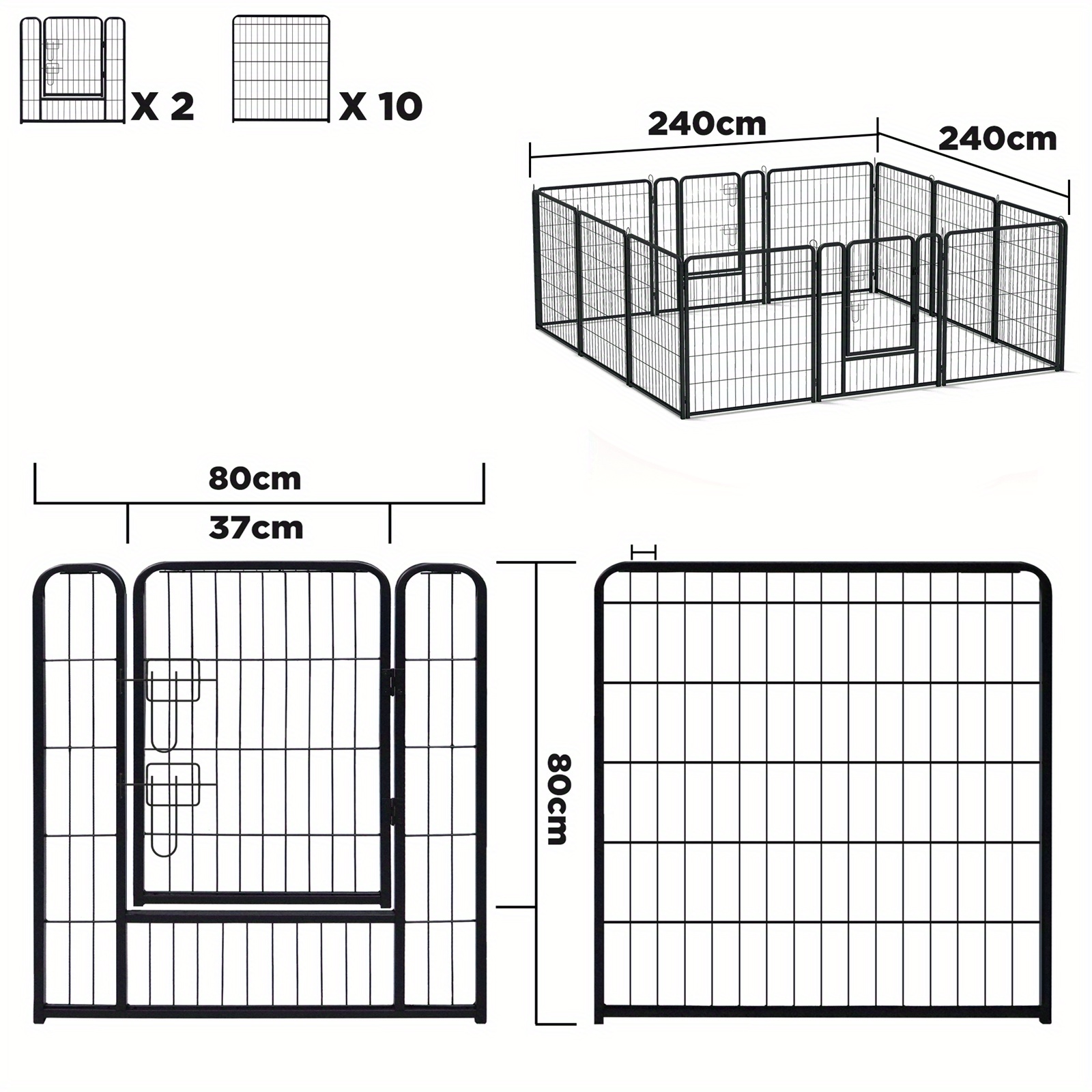 E-shop Welpen-Aktivitätsbereich , 12 Stück Faltbarer Haustierzaun 80x80cm mit Türdesign für Innen- und Außenbereich mit Verstärktem Bodenanker