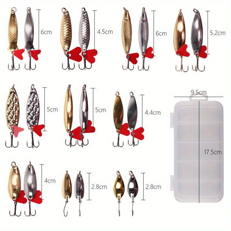 TEMU 20pcs Metal Fishing Spoon Lures Hard Baits Saltwater Fishing Lures Spinner Baits