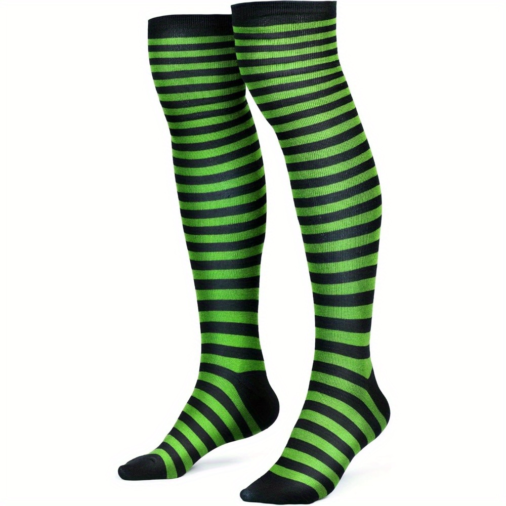 TEMU Syncfun Women Over The Knee Striped Thigh High Costume Accessories Stockings For Women And, Themed Outfits, Striped Socks, Kneehigh Socks,