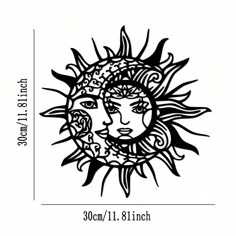 E-shop Metall Wandkunst "Die Sonne und " - Mit mysteriösen Symbolen, ideal für Zuhause und Außendekoration, ein romantisches Geschenk für Valentinstag