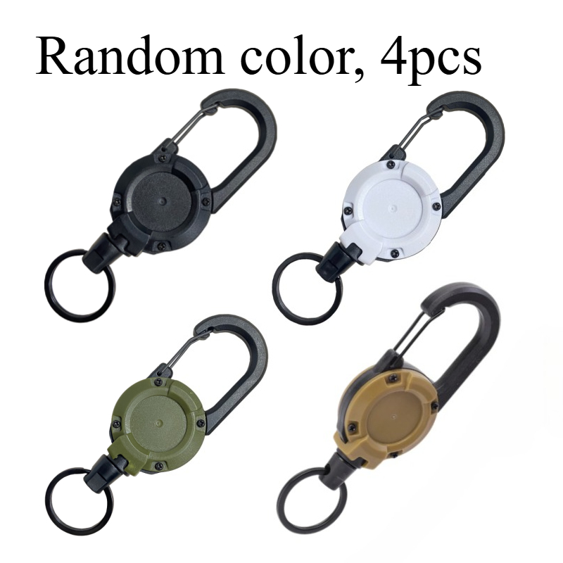 Image of 4pcs, Random Color Telescopic Keychain Set, Wire Lanyard, Suitable For Outdoor Camping, Hiking And Fishing - Multi-tool Id Holder With Id Card Holder, Key Chain, Key Fob