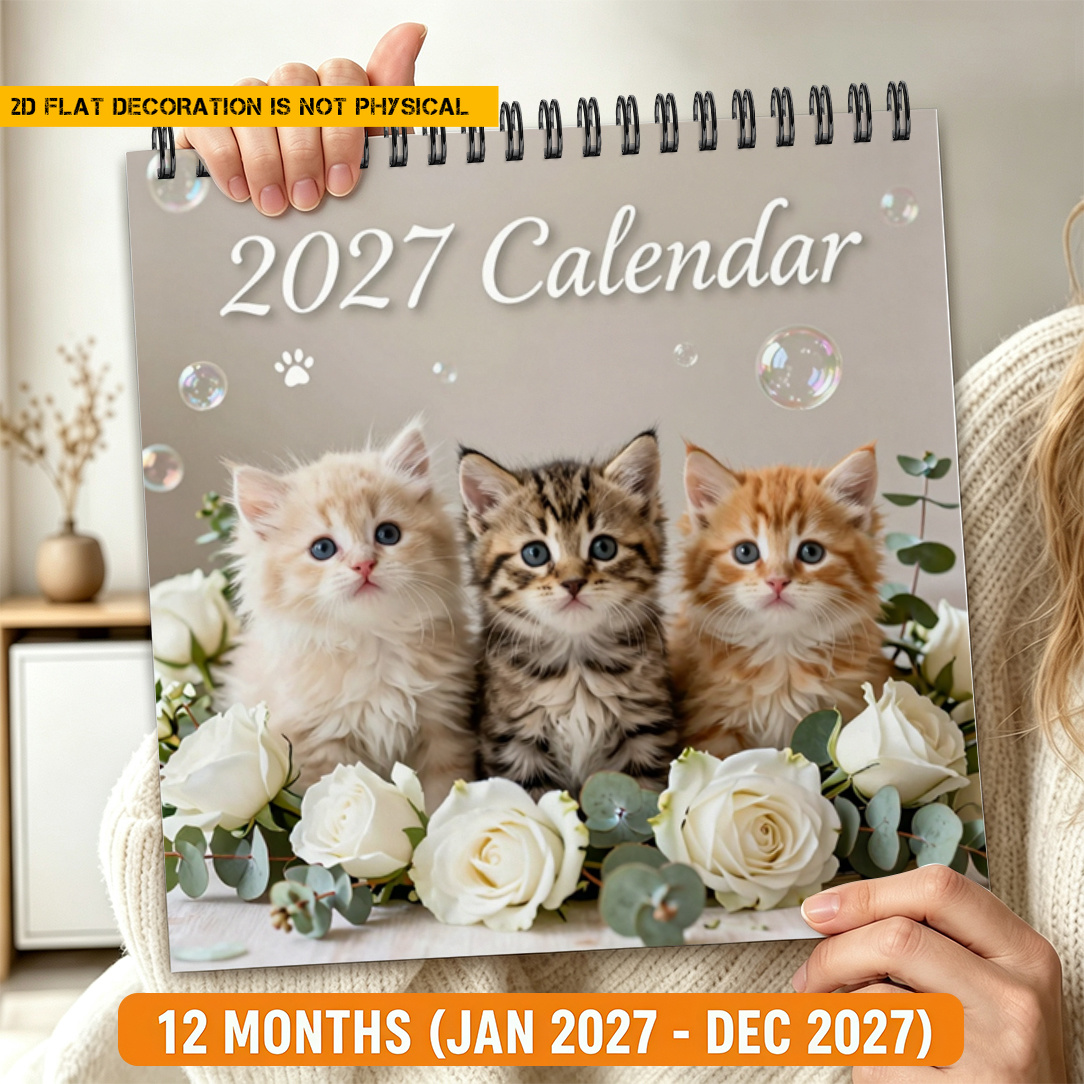 TEMU Calendario 2D 1 2027 Calendario 2027 Lindo Calendario de Gato, Calendario de 2027 Calendario, Calendario cuadrado colgante en 21.08X21.08Cm, de