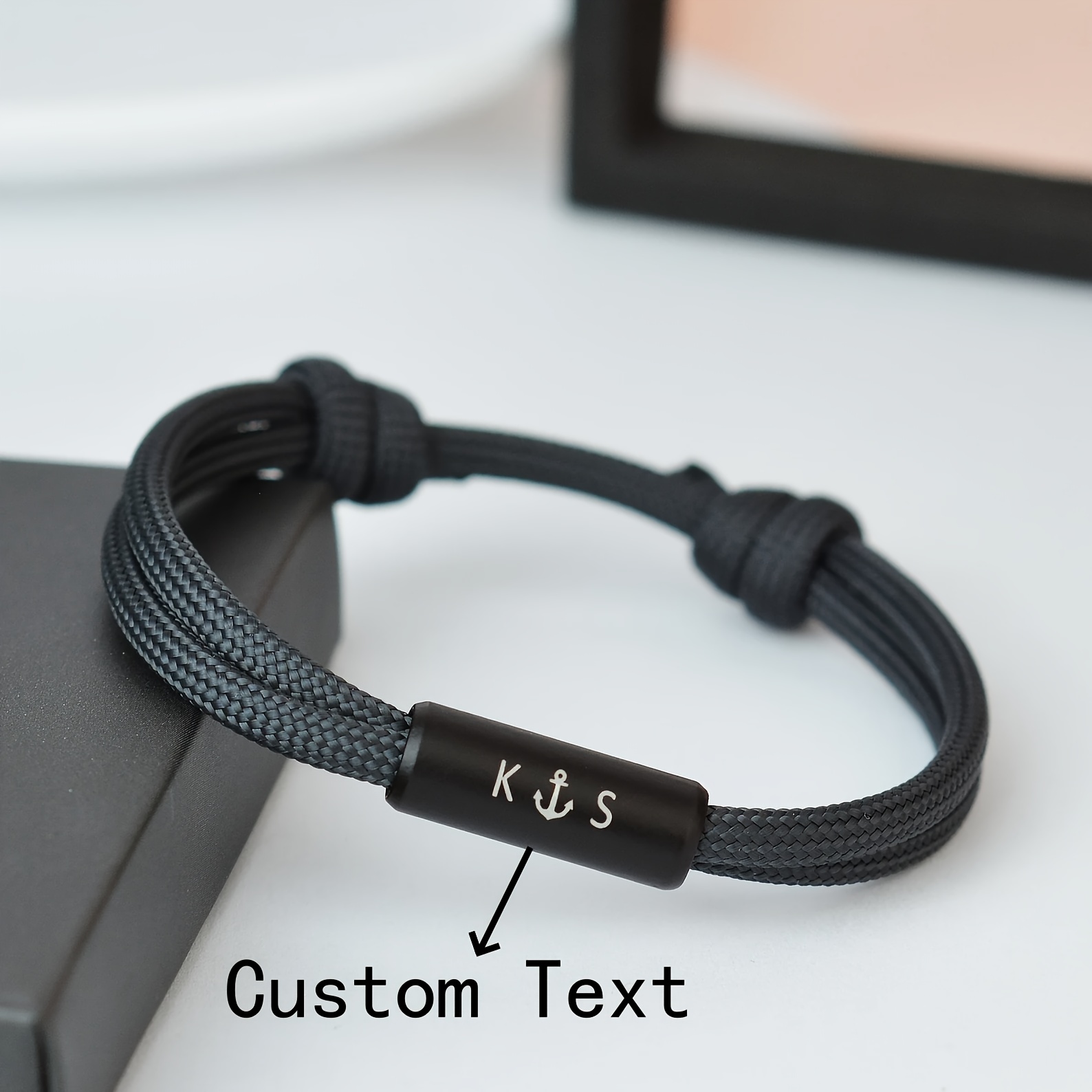 TEMU Custom Name Laser-engraved Stainless Steel Adjustable Bracelet For Father's Day Gift