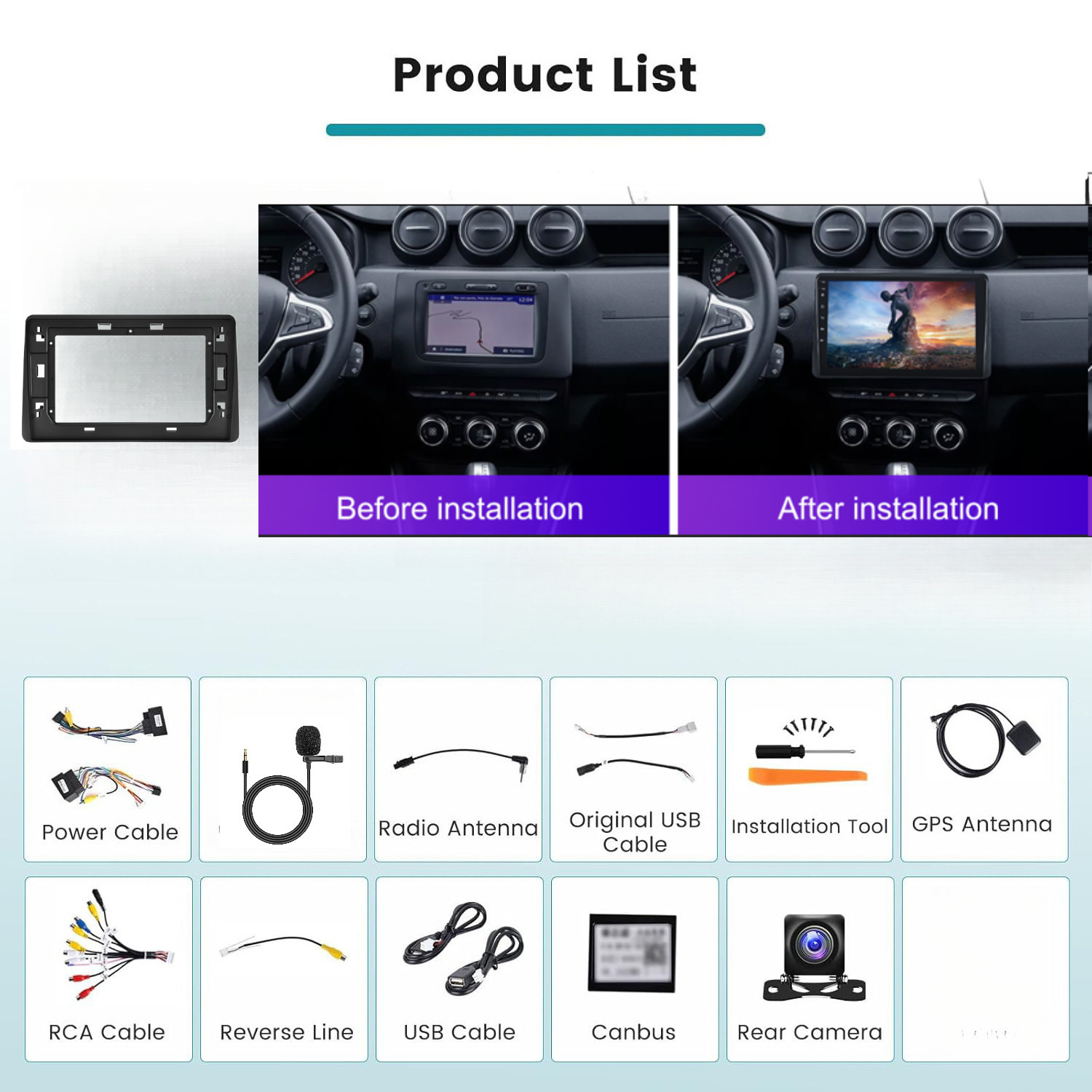 Image of Podofo 2g + 64g Car Radio For Renault Adventurer Duster 2019-2021, 10.1 Inch Touchscreen 15.0 Radio With Car Dsp Bt Gps Mirror Fm Rds Usb Reversing Camera