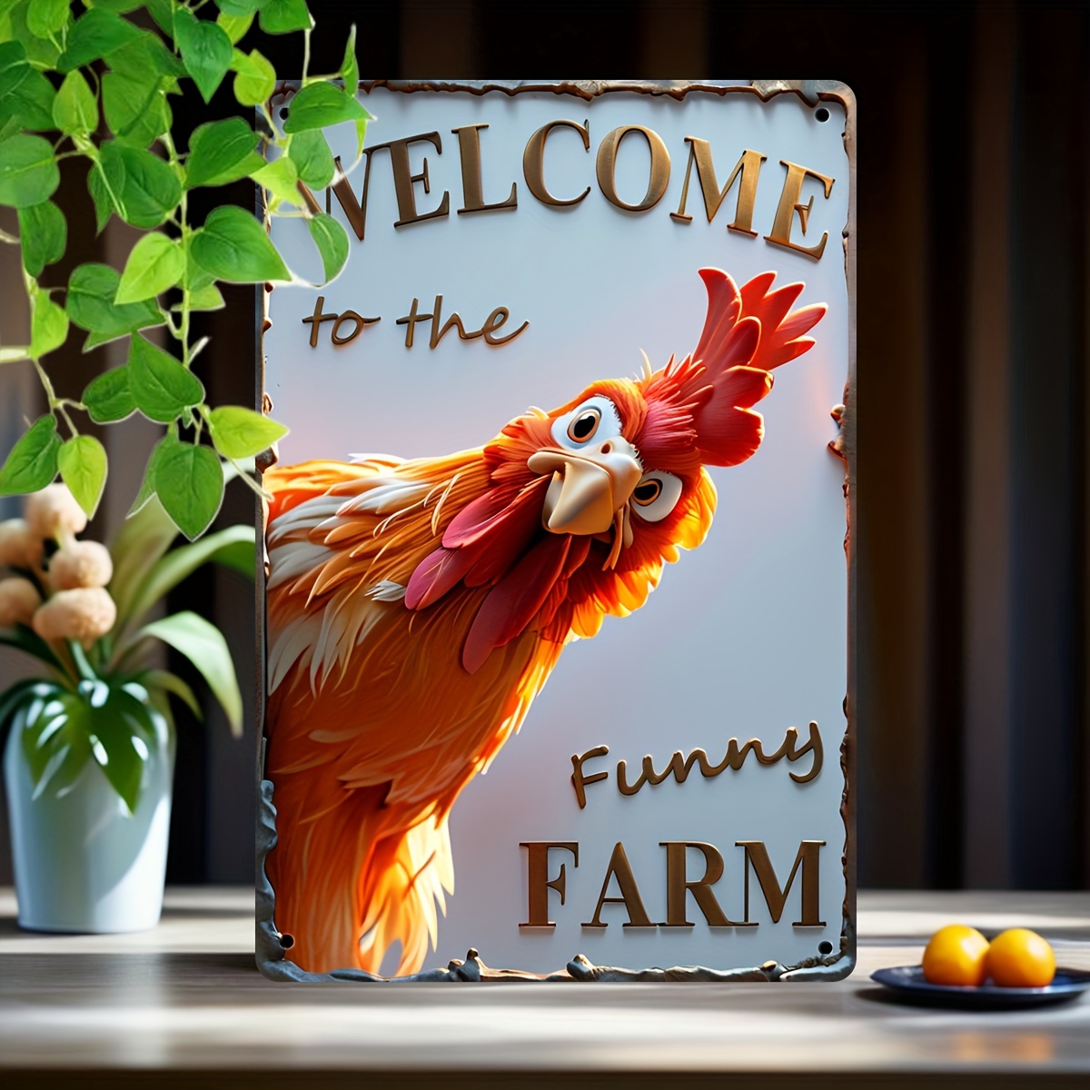 TEMU 2d Flat - Wooden Sign, 2d Printed - "welcome To Fun Farm" Wall Art, Measuring 5x 7.87 Inches, Ideal For Rustic Decor In Kitchens, Living Rooms,
