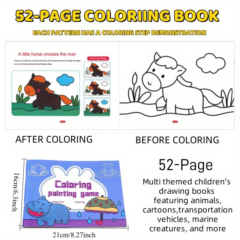 Kids Coloring Book Animals Floral Patterns Educational Activity Book Ages 5-10