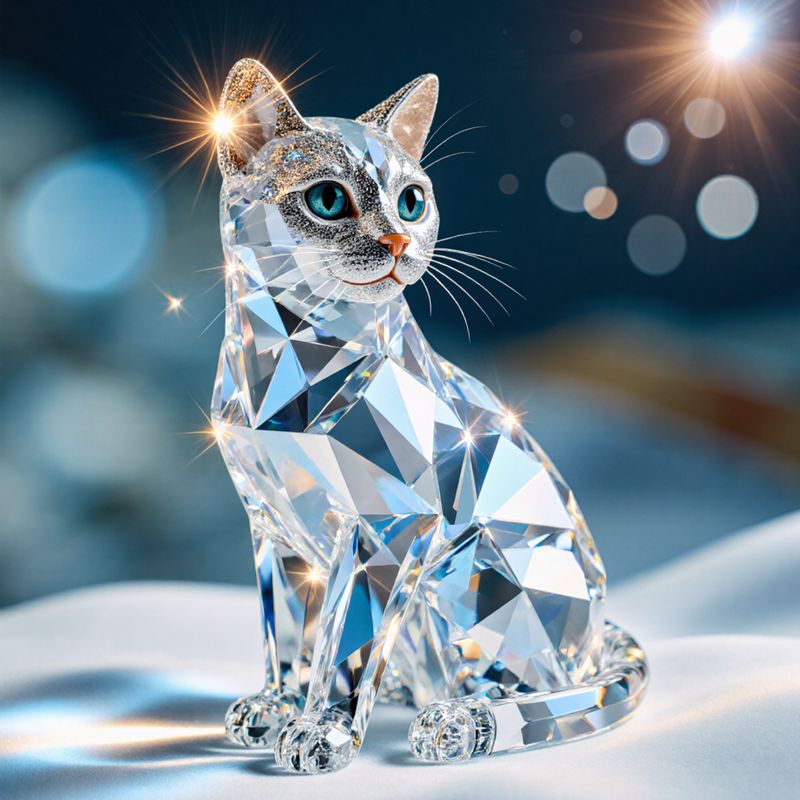 TEMU Diy 5d Diamond Painting Kit Suitable For - Teal Cat Figurine With Glitter Frosted & Warm Orange Nose, Sparkly Crystal Craft, Decor Gift For Cat