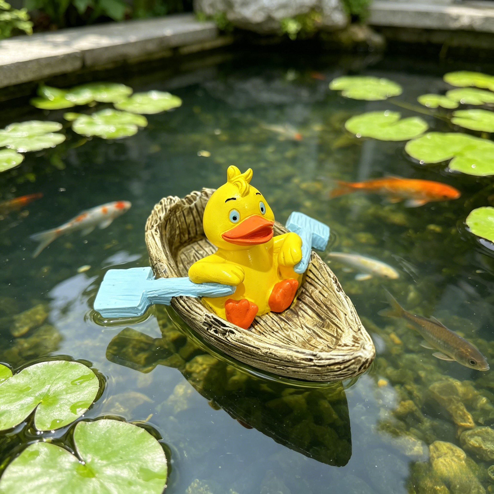 Image of Cute Rowing Duck Resin Statue, Unique Pond Decoration, Outdoor Garden Courtyard Swimming Pool Decoration, Landscape Decoration, All Are Gifts For Halloween, Weddings, And Birthdays