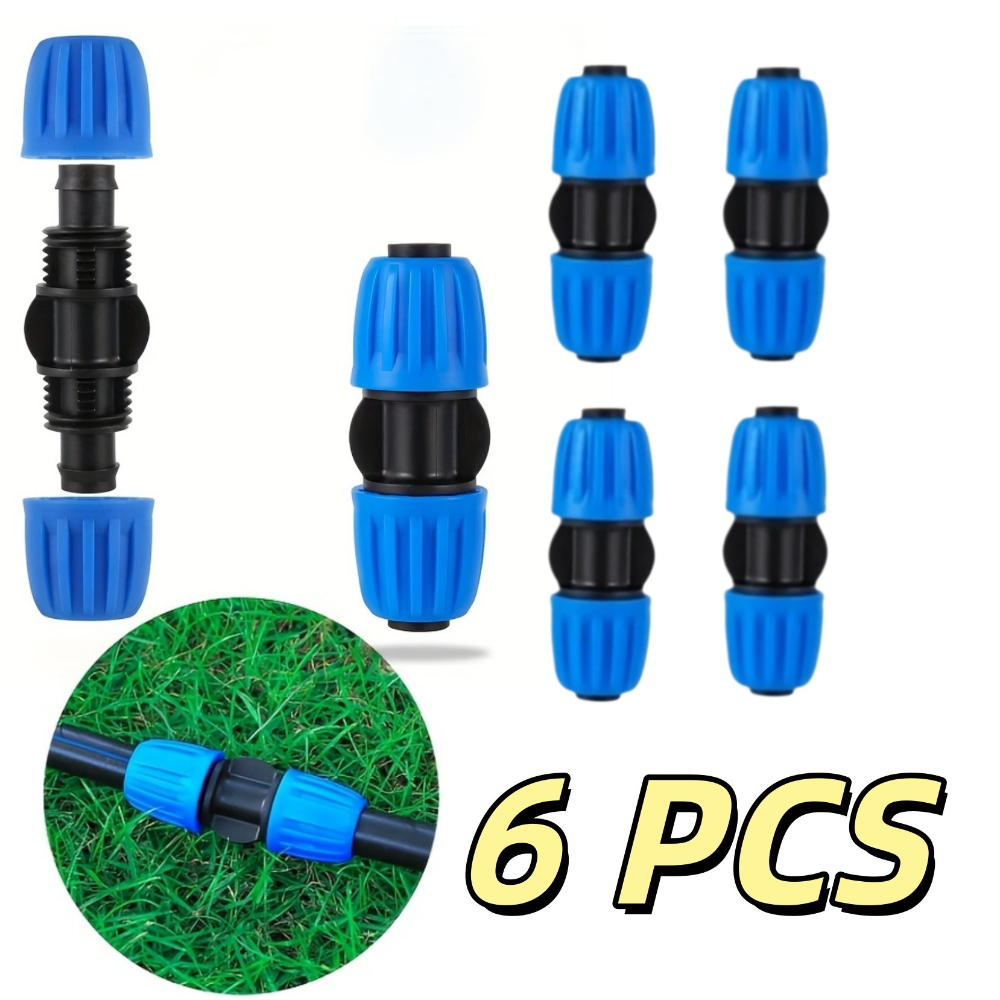 A Set of 6pcs Drip Irrigation System Connectors, Reusable Garden Watering Additions, Leak-Proof Pipe Bending Components with Locking Nuts, Suitable for Garden Irrigation Systems, Lawn Care, And Installations, Quick Connectors