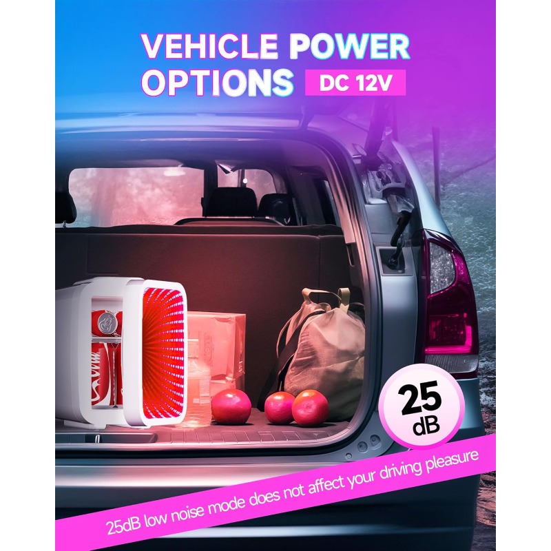 Mini Fridge 4 Liter 6 Cans Small Refrigerator with Dimmable LED Light AC DC Portable Thermoelectric Cooler and Warmer Gaming Mini Fridge for Bedroom Office Gaming Room and Car White