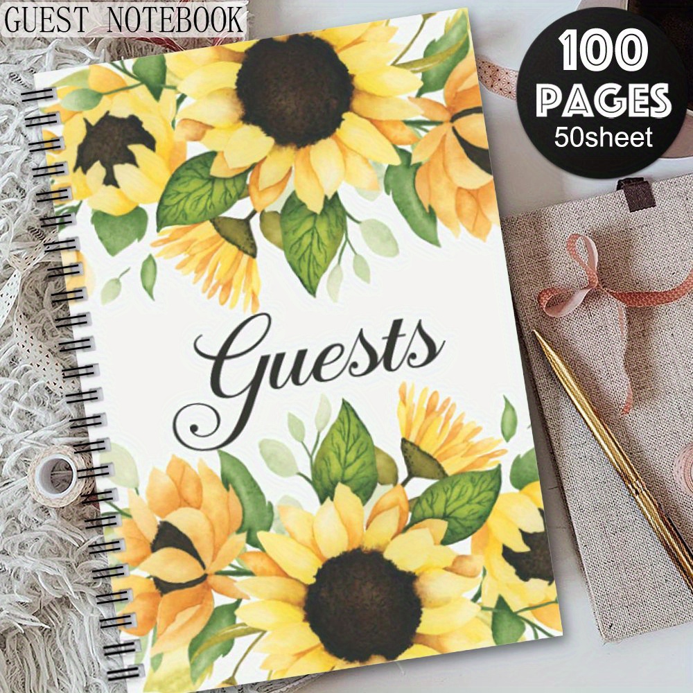 TEMU 1pc Aesthetics Guestbook Spiral Notebook Journal,registry For A Wedding, Bridal Shower, Newborns Shower, Graduation, Birthday, Funeral,