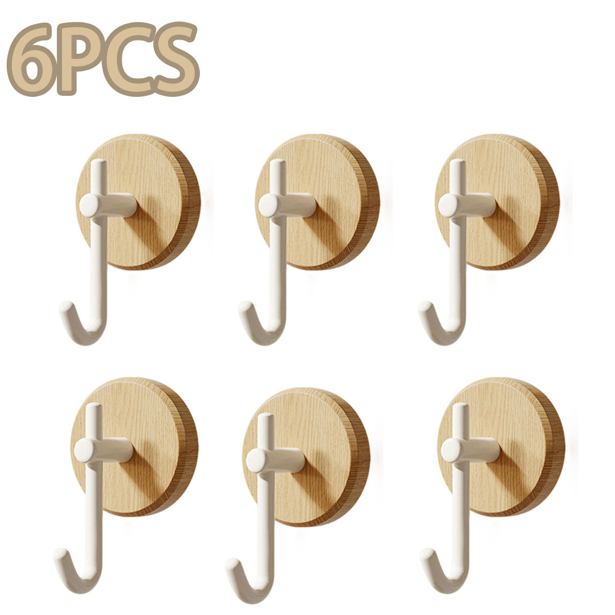 TEMU 6pcs No Drill Self Adhesive Wall Hooks Suitable For Coats, Hats, Bags - Heavy Duty Waterproof & Rustproof Removable Hooks, Punch-free Hanging