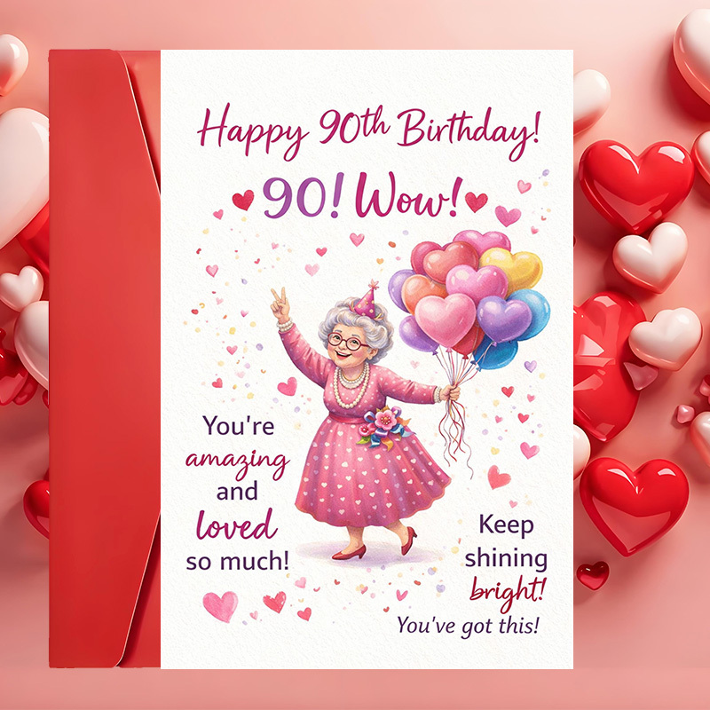 TEMU A Set Of 2 Items (including An Envelope And A Birthday Card) Designed To Of Seniors, Featuring A Design Ideal For To Convey Their Love And