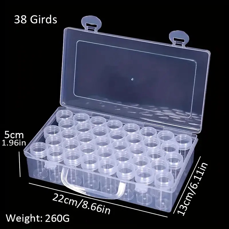 Image of 24/38 Plastic Storage Containers Set With Large Box, Clear Round Beads Display Cases, Embroidery Painting Nail Art Accessory Organizer, Multifunctional Portable Craft Supplies, Jewelry Boxes