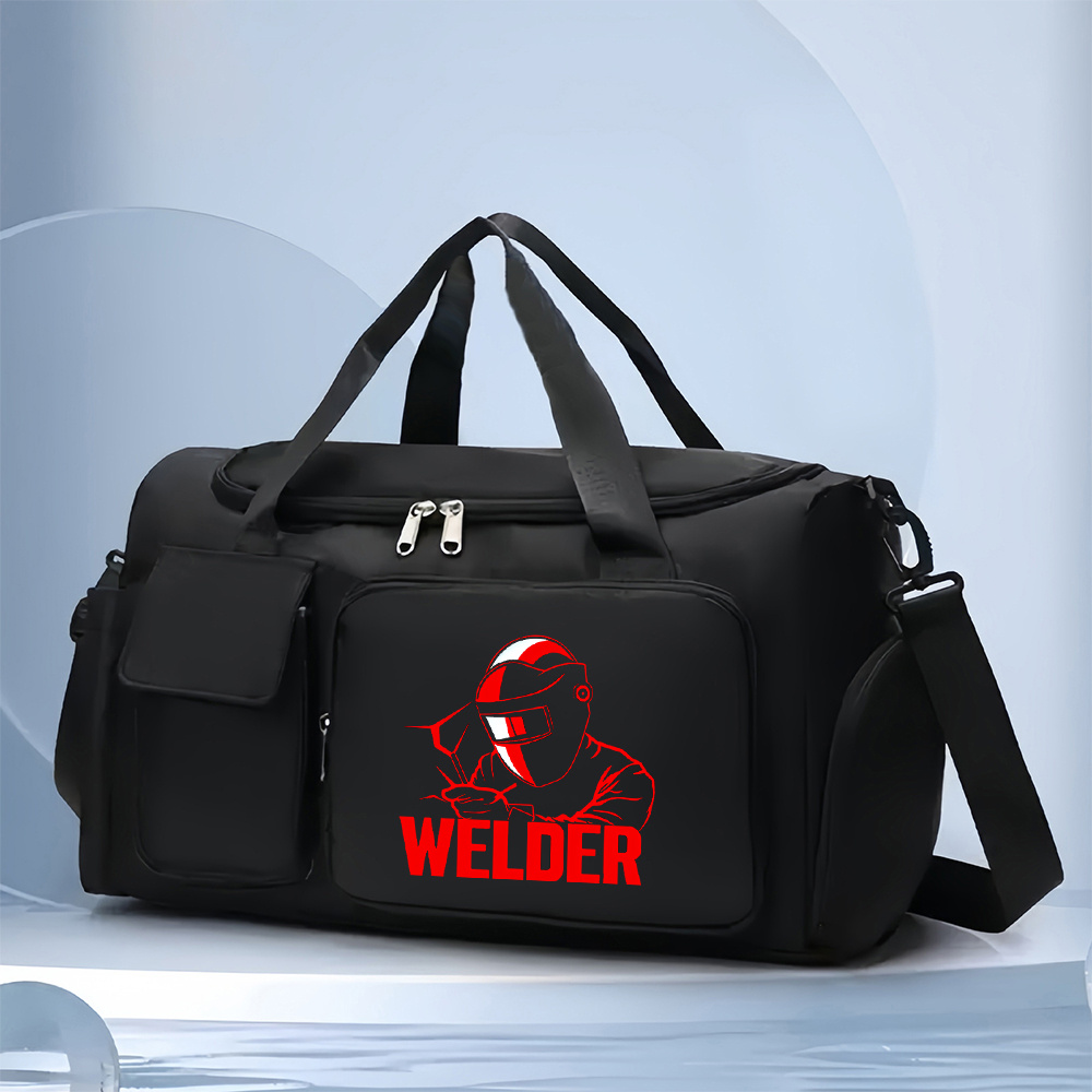 TEMU 1pc Welder Rate Gym & Travel Duffel Bag - Large Capacity Tote Bag With Adjustable Shoulder Strap, Multiple Compartments, Camping, Travel