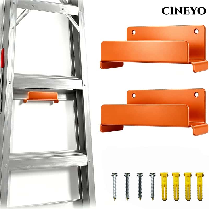 TEMU 2pcs Titanium Grade Steel Garage Wall Ladder Hooks, Heavy-duty Wall-mounted Storage Hooks, Ladder Hooks For Garage Organization, Wall-mounted