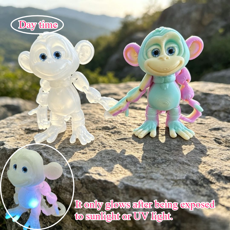 Image of 2 Pack Articulated Monkey Family Statues, 5 , Fine 3d Printed Textures, Home Office Desktop Decor Gift