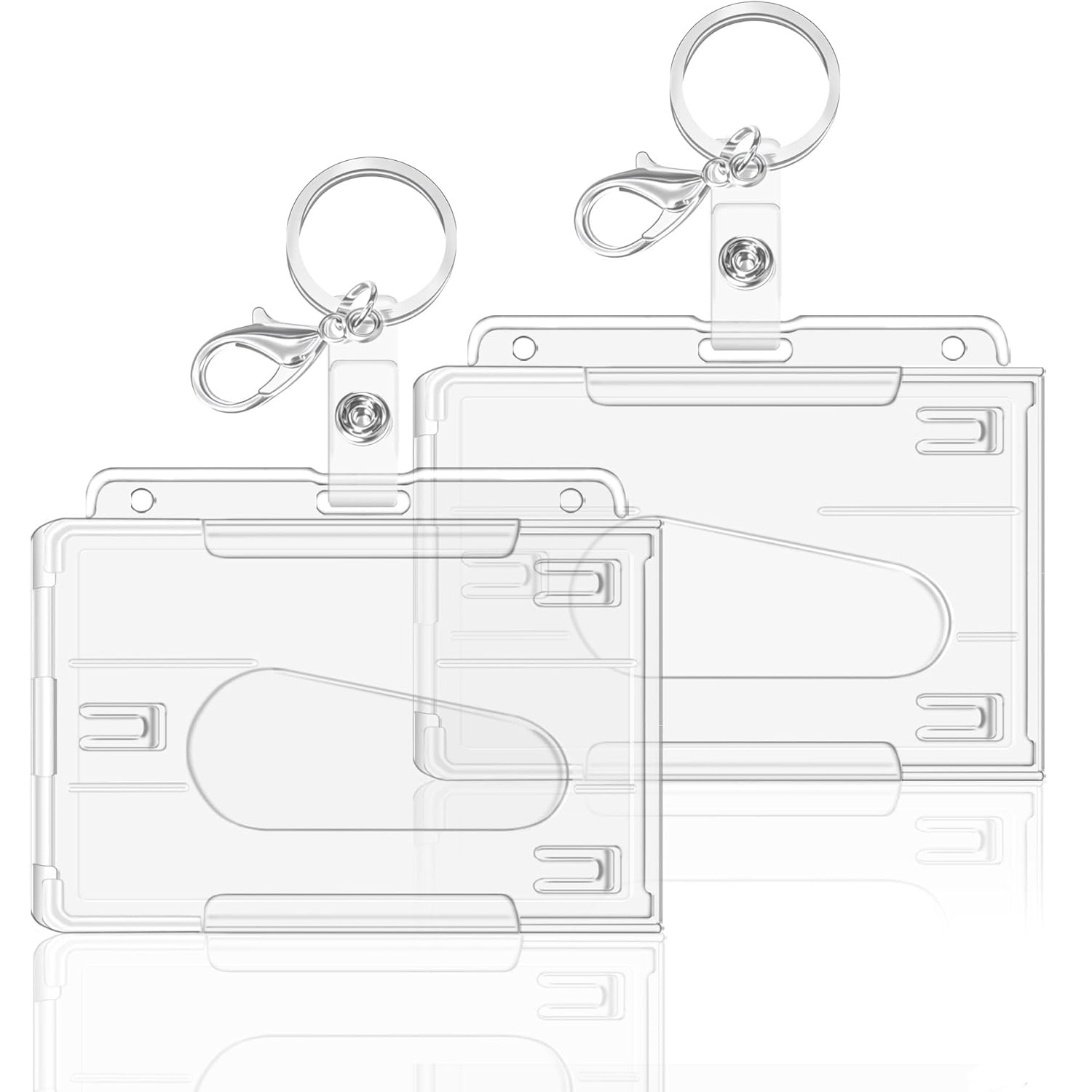 2d 2pcs 4pcs Hard Clear Badge Holder, Holder Double Sided Id Card Holder Id Card Holders, Card Holder For Offic, Id Credit Cards, Id Clip