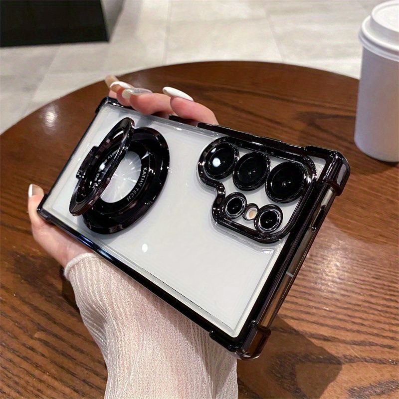 Image of Phone Case - 2pcs Detachable Magnetic Kickstand Shockproof Phone Case, Four-corner Air Cushion Protective Cover For Iphone X Max 11 12 13 17 Pro Plus Pro Max Galaxy S22 S23 S24 S25 S26 Fe