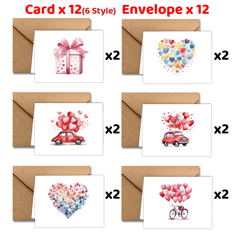 

24pcs Assorted 's Day Greeting Envelopes - For Husband, Wife, , Girlfriend - Watercolor & For Anniversaries, Engagements, And