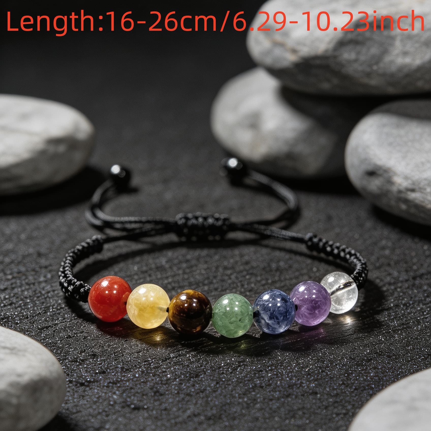 7-Color Chakra Beaded Bracelet, Adjustable for Men & Women
