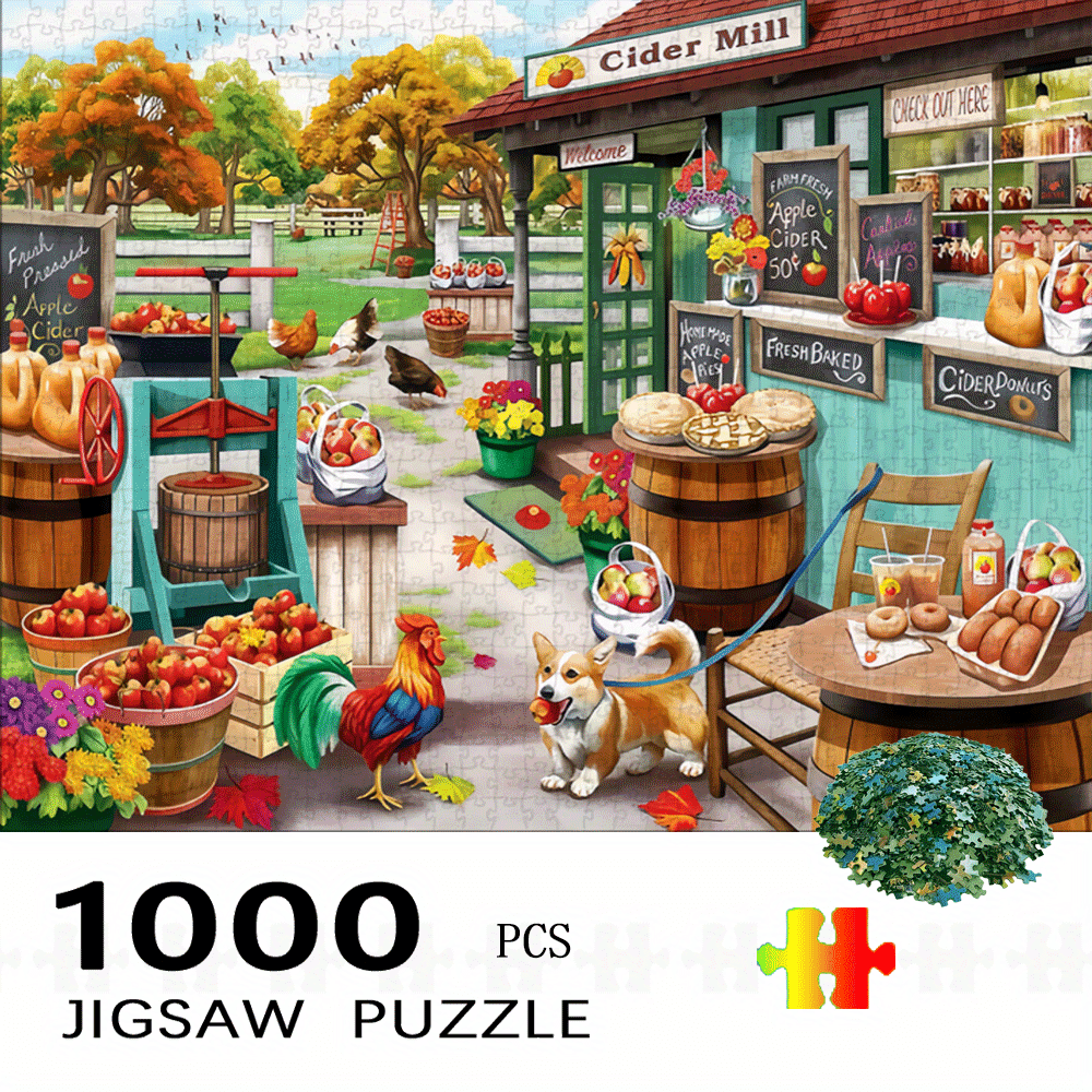 TEMU Cider Mill, Paper Puzzle 1000pcs Large Jigsaw Toy Adult Game Gift Family Interactive Puzzle Decor