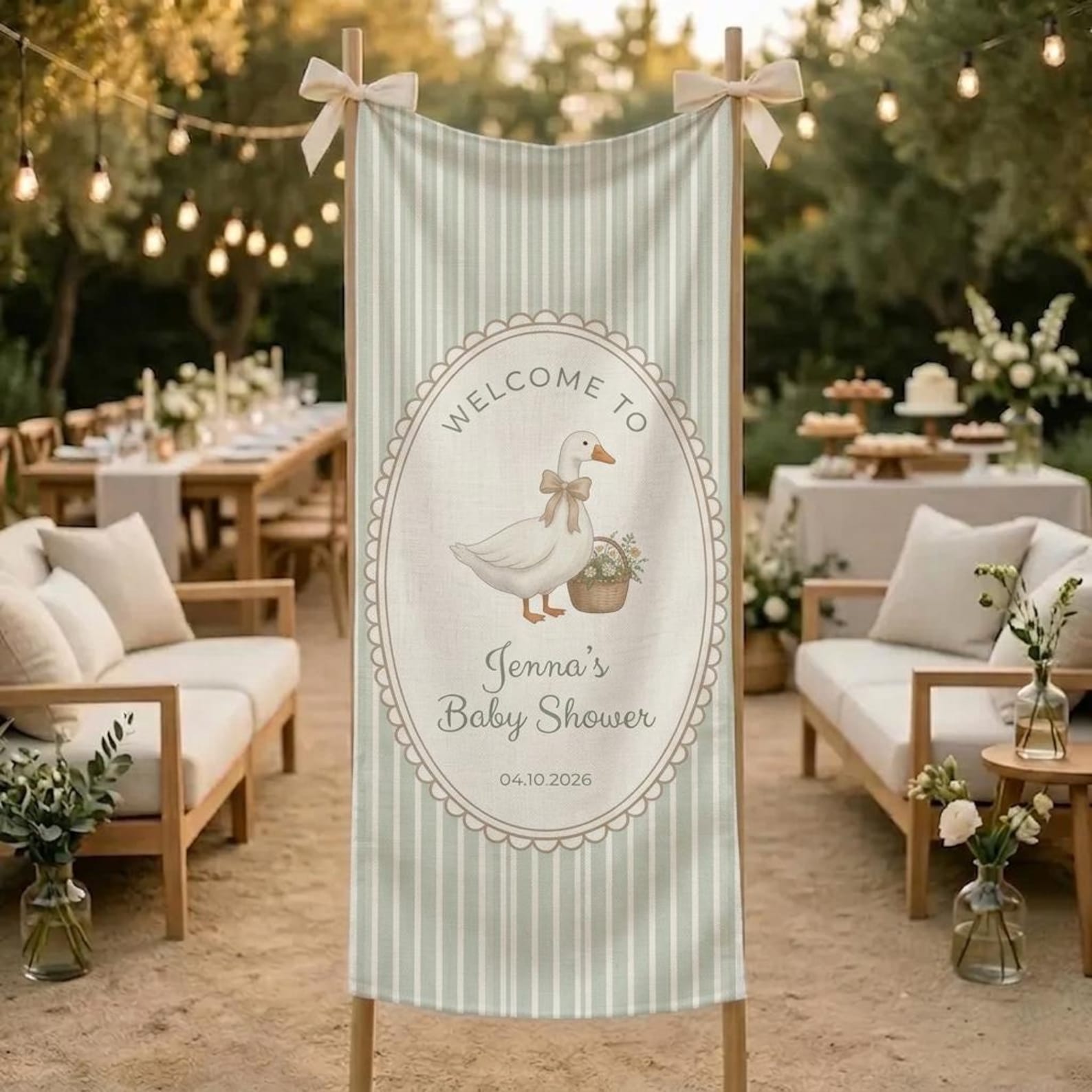 TEMU Bannière de baby shower personnalisée avec nom/ personnalisé - Toile de fond horizontale adaptée aux baby showers, anniversaires, annonces -