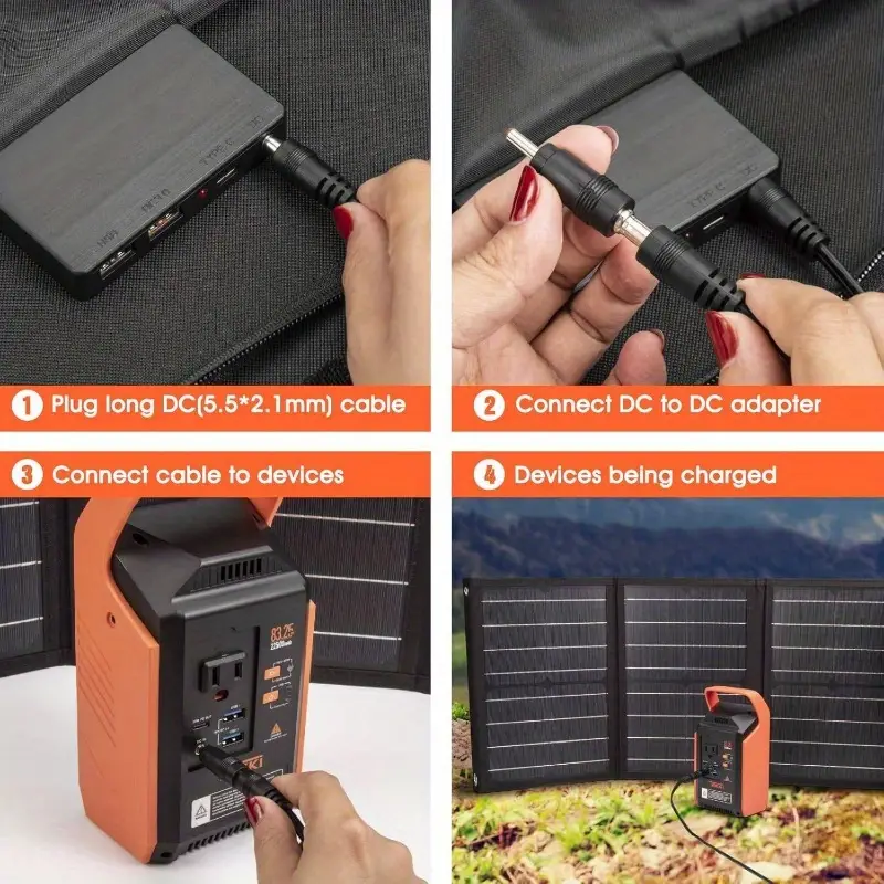 30w foldable solar panel & portable power station generator kit with 10 connectors, usb-c/usb-a/ /ac outlets, solar-powered charging for phones, laptops, rv, camping, home backup - lightweight & durable outdoor power bank, no mains electricity needed, solar panel portable, solar power bank with cables, solar charger power bank, camping electricity source, rv electricity supply, , weatherresistant design, highefficiency charging Product details 4