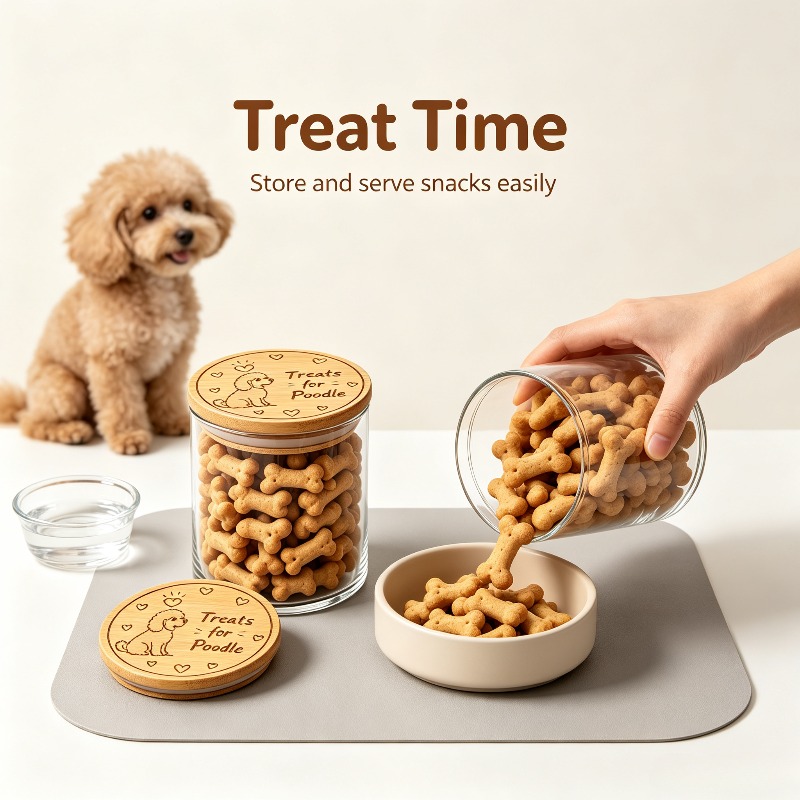 Custom Engraved Glass Snack Jar for Poodle Owners