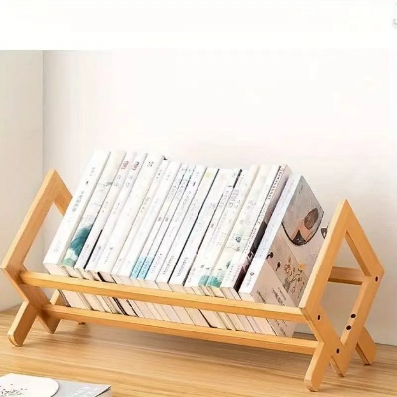 Modern Minimalist Small Desktop Bookshelf - Wooden Vertical Bookshelf Suitable for Home, Office, And School, Space-Saving Wooden Storage Rack, Self-Assembly Required, Compact Bookshelf (Freestanding)