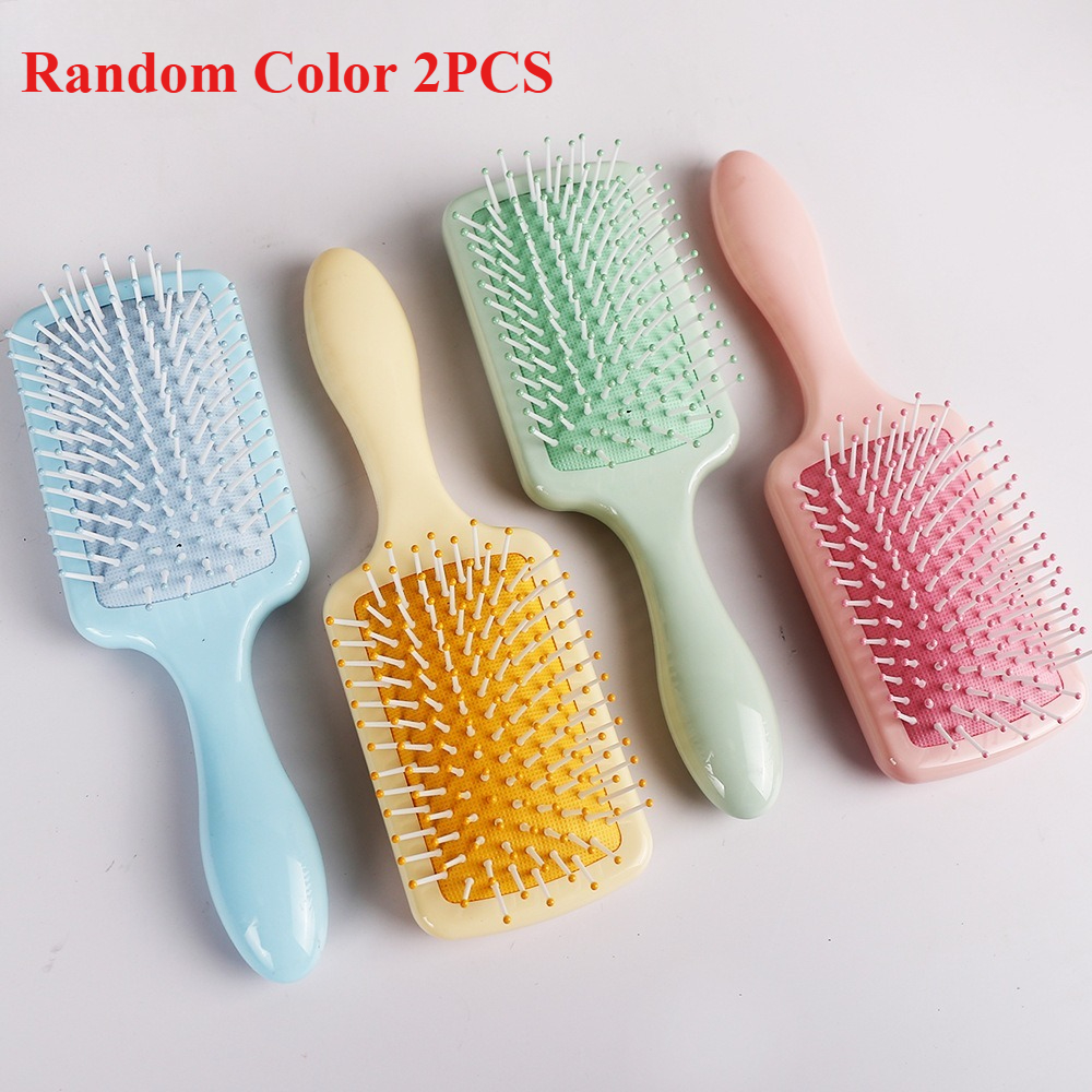TEMU 2pcs 2pcs Cute Macaron Hair Comb Scalp Massager Suitable For Normal Hair, Flexible Bristles For Gentle Detangling & Scalp Massage, Plastic Hair
