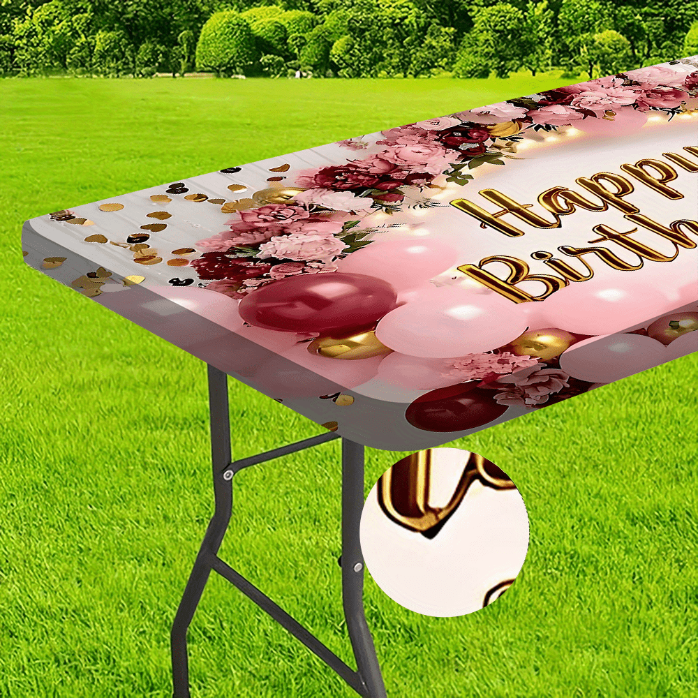 E-shop Waschbare Außentischdecke mit Elastischen Rändern - Lebhaftes Blumenmuster, Polyester Tischtuch für Camping, Picknicks und Gartenpartys sowie