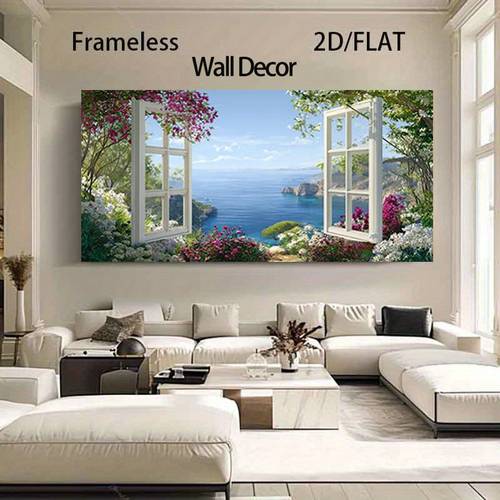 item picture 2d flat 2d flat 2d flat frameless high definition print of seaside scenery surrounded by flowers large size home decor canvas painting poster and wall art print living room bedroom decoration holiday gift frameless painting