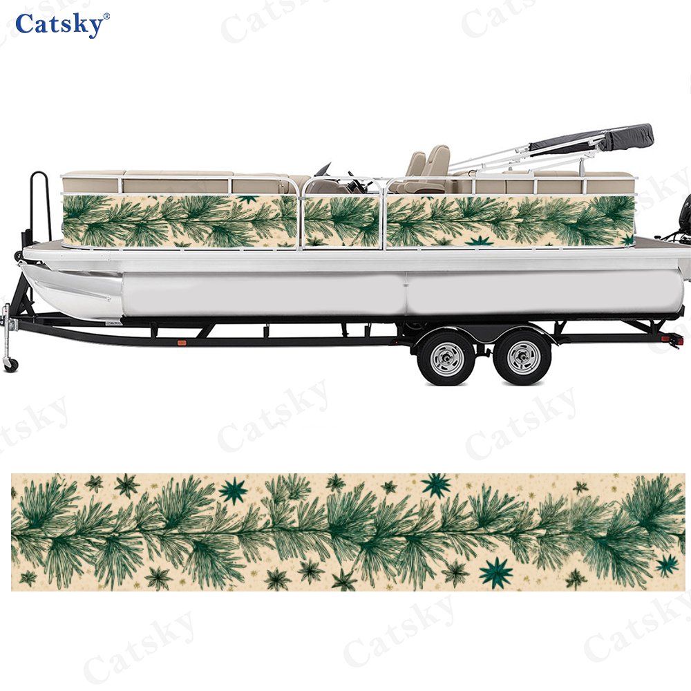 2pcs Fresh Pine Branch Pattern Durable Vinyl Boat Stickers
