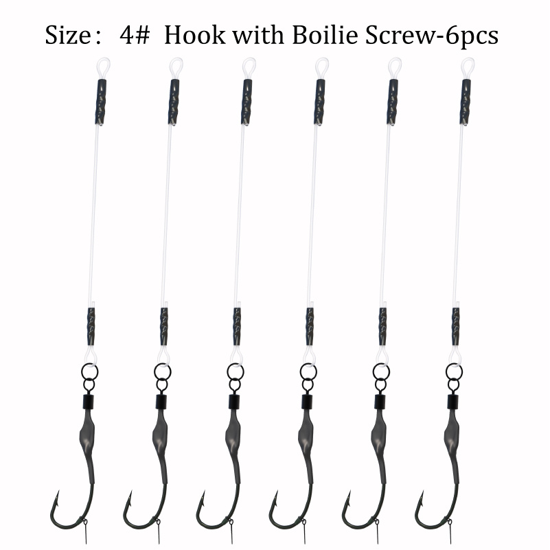TEMU 6 stuks Ronnie Rig, Anti-Tangle Fluorocarbon Lijn, , Schroef-Aan Europese Karper Rig, Pop-Up Karper Rig, Maat #2 #4 #6