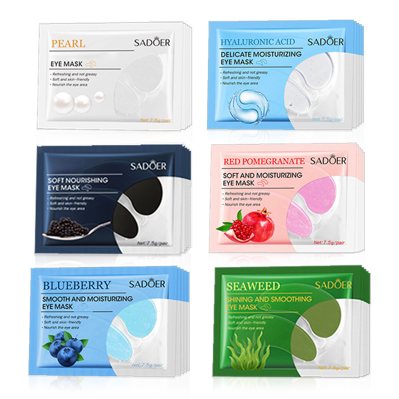 TEMU 30 Pairs Multi-type Sadoer Crystal Collagen Eye Masks, Pomegranate Blueberry Seaweed Acid Under-eye Patches, Moisturizing Care Sheets,