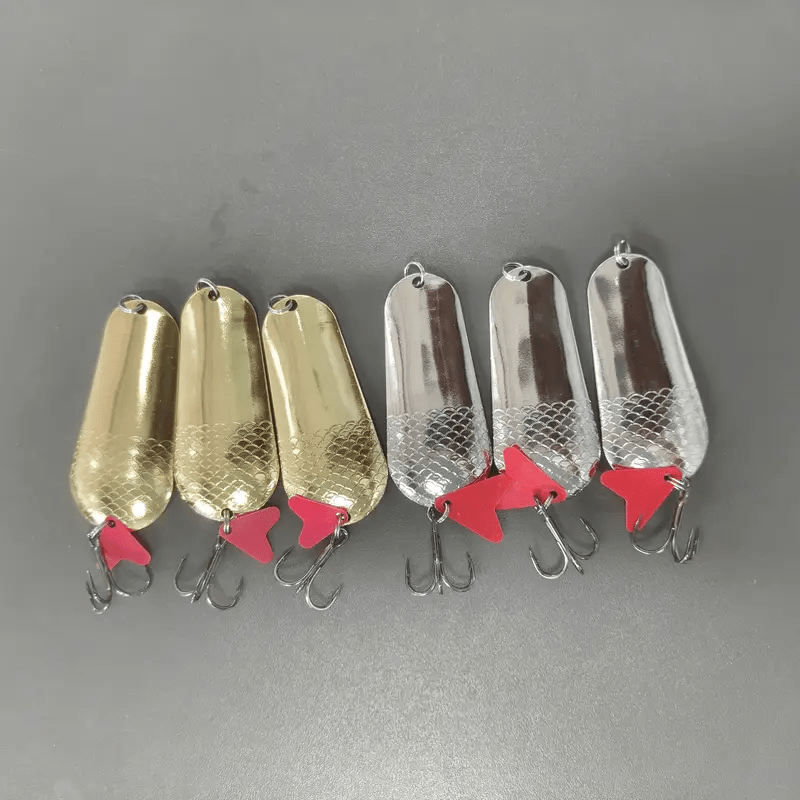 TEMU Y-u-o-u-y 6pcs Set Of Rotating Treble Hooks Artificial Lures, Suitable For Long-distance Casting Techniques, Fishing Tools, Tackle, Bait, Lures,