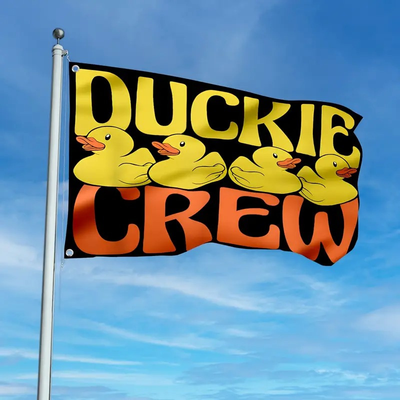 TEMU Drapeau de bateau canard en caoutchouc jaune CREW en durable pour extérieur, coupe-vent, -soleil, décoratif, 3x5 pieds, simple face, pour fêtes,
