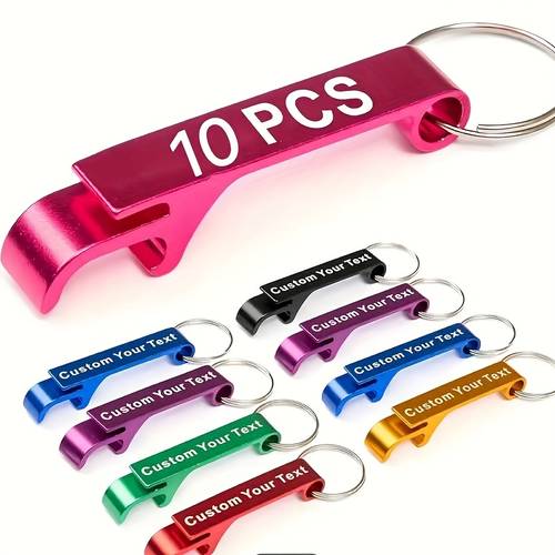 10pcs pack 10pcs custom engraved keychains bottle openers personalized metal key rings suitable for wedding favors promotional gifts corporate branding durable lightweight bottle opener keychains for events