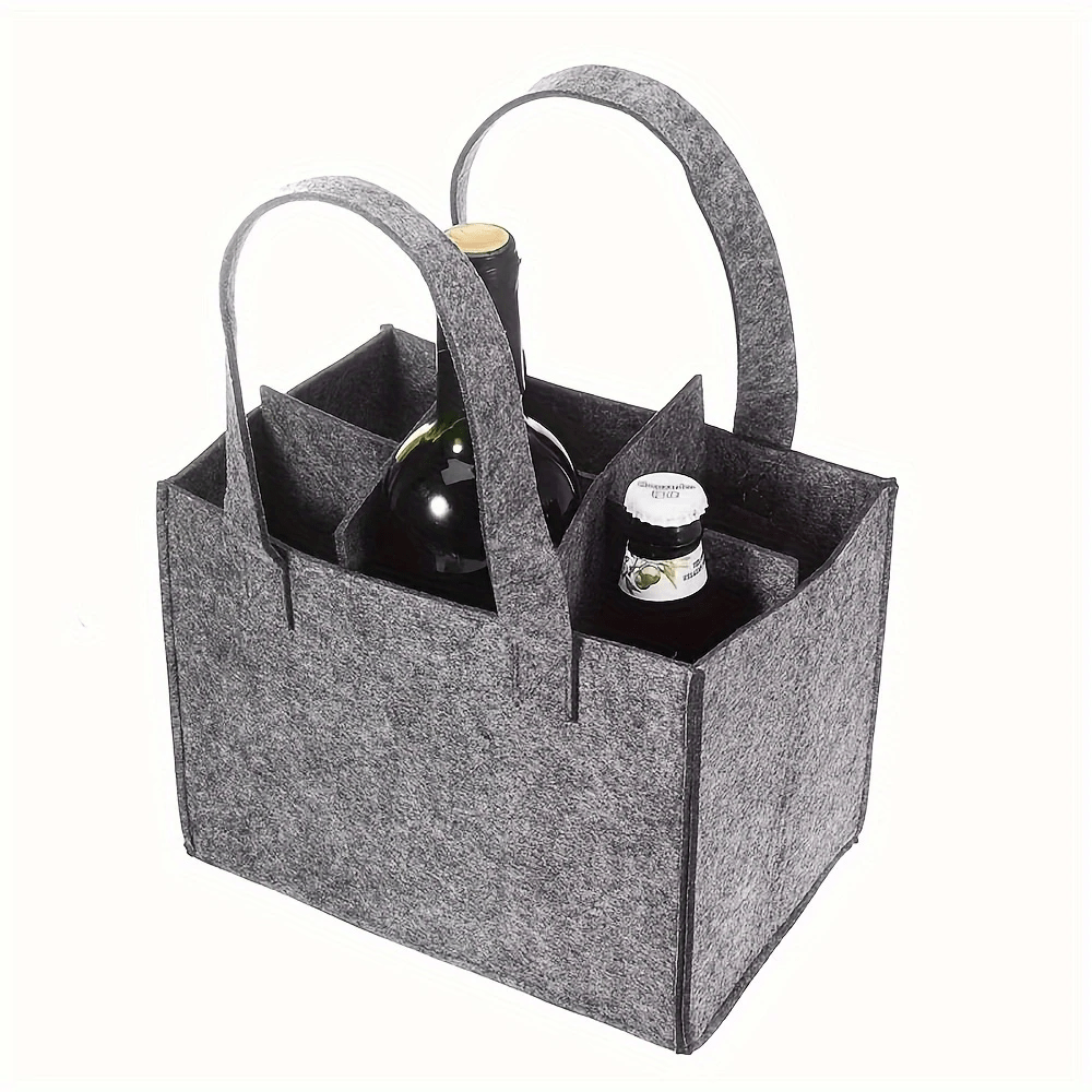 Image of 1pc Wine & Beverage Storage Basket - Fabric Bottle Holder For 6 Bottles, Compact Shelf Basket Suitable For Camping, Picnics, Parties, Home Storage - Ideal Gift For & (wine, Beer,)